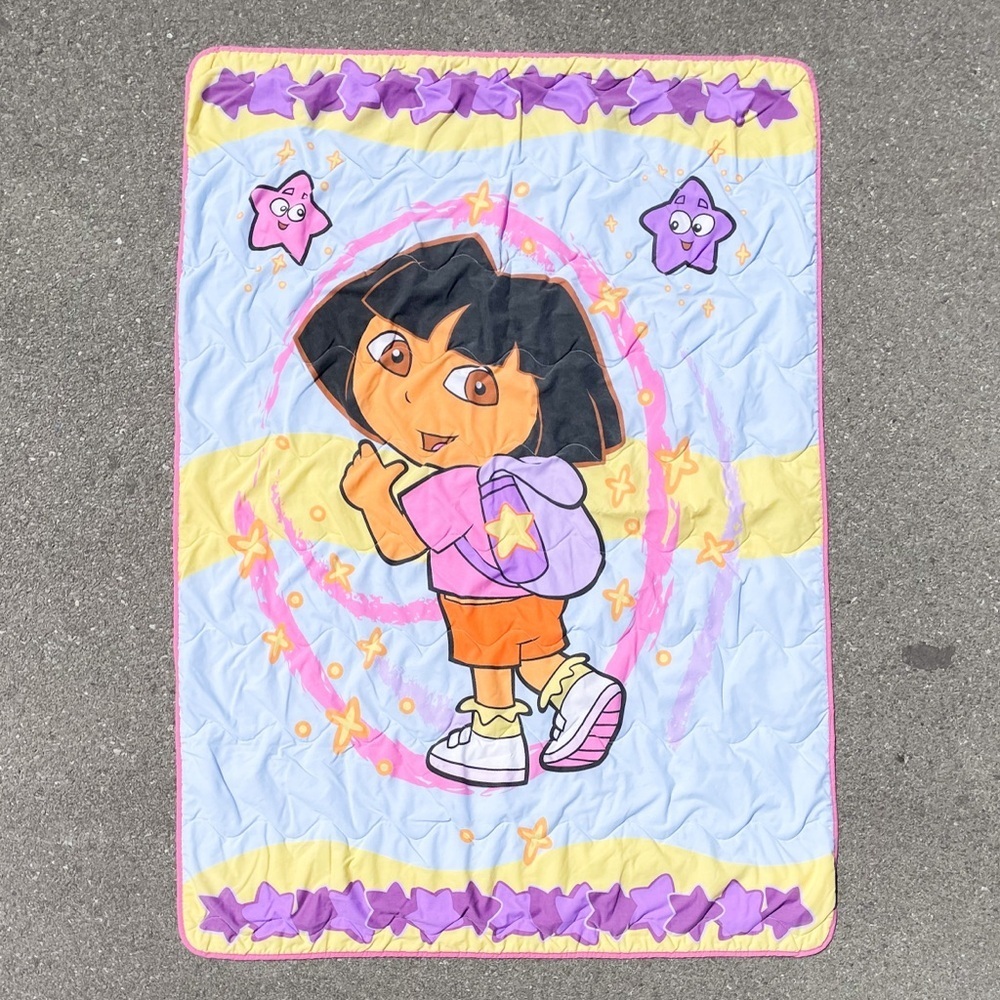 Dora The Explorer Backpack 2005 Nick Jr Viacom Quilted Crib Comforter Blanket
